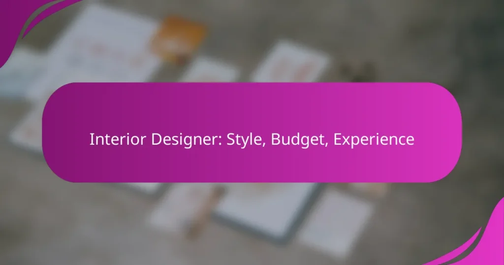 Interior Designer: Style, Budget, Experience